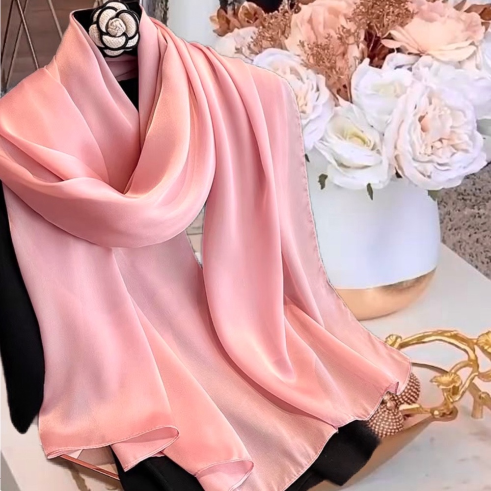 Light Pink 100% SILK SATIN Large Shawl Scarf Wrap Wedding Bridesmaid Cover up